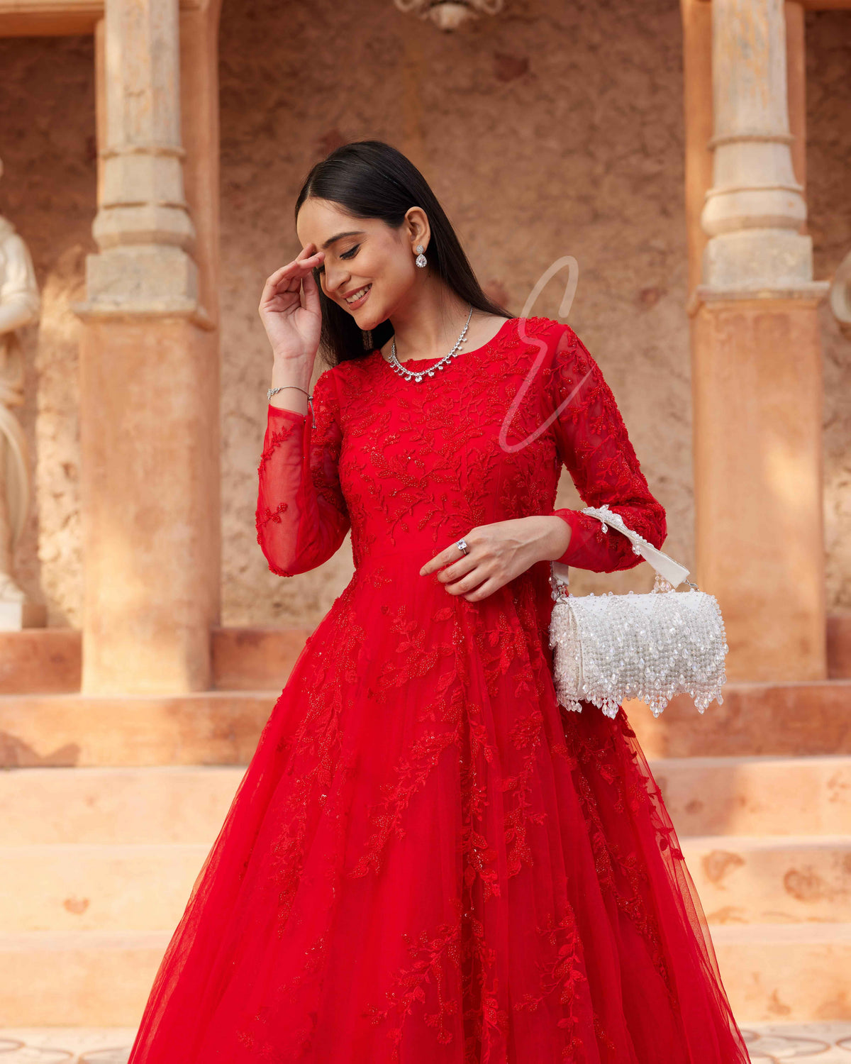 Red Flared Gown