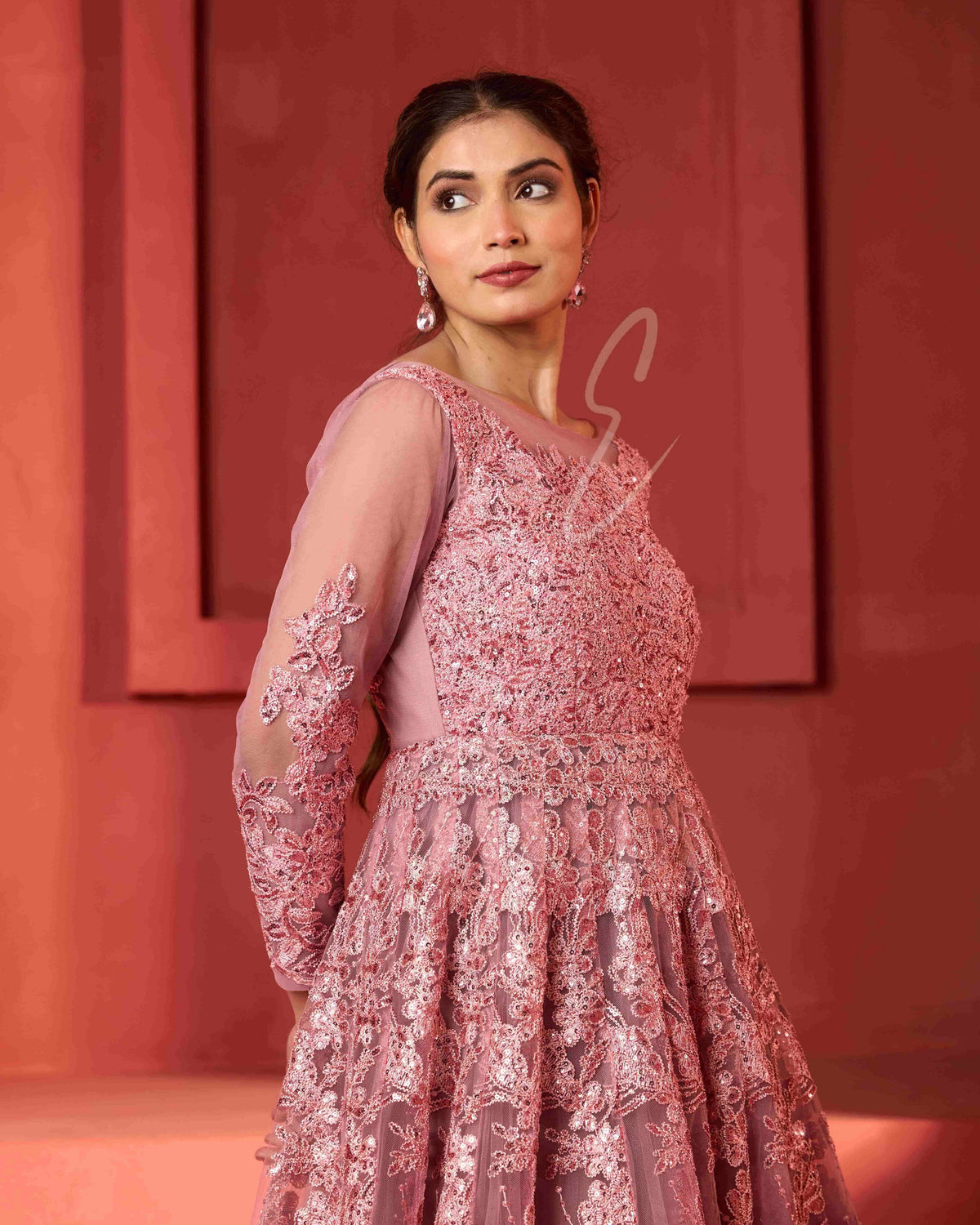 Mild Pink Flared Gown