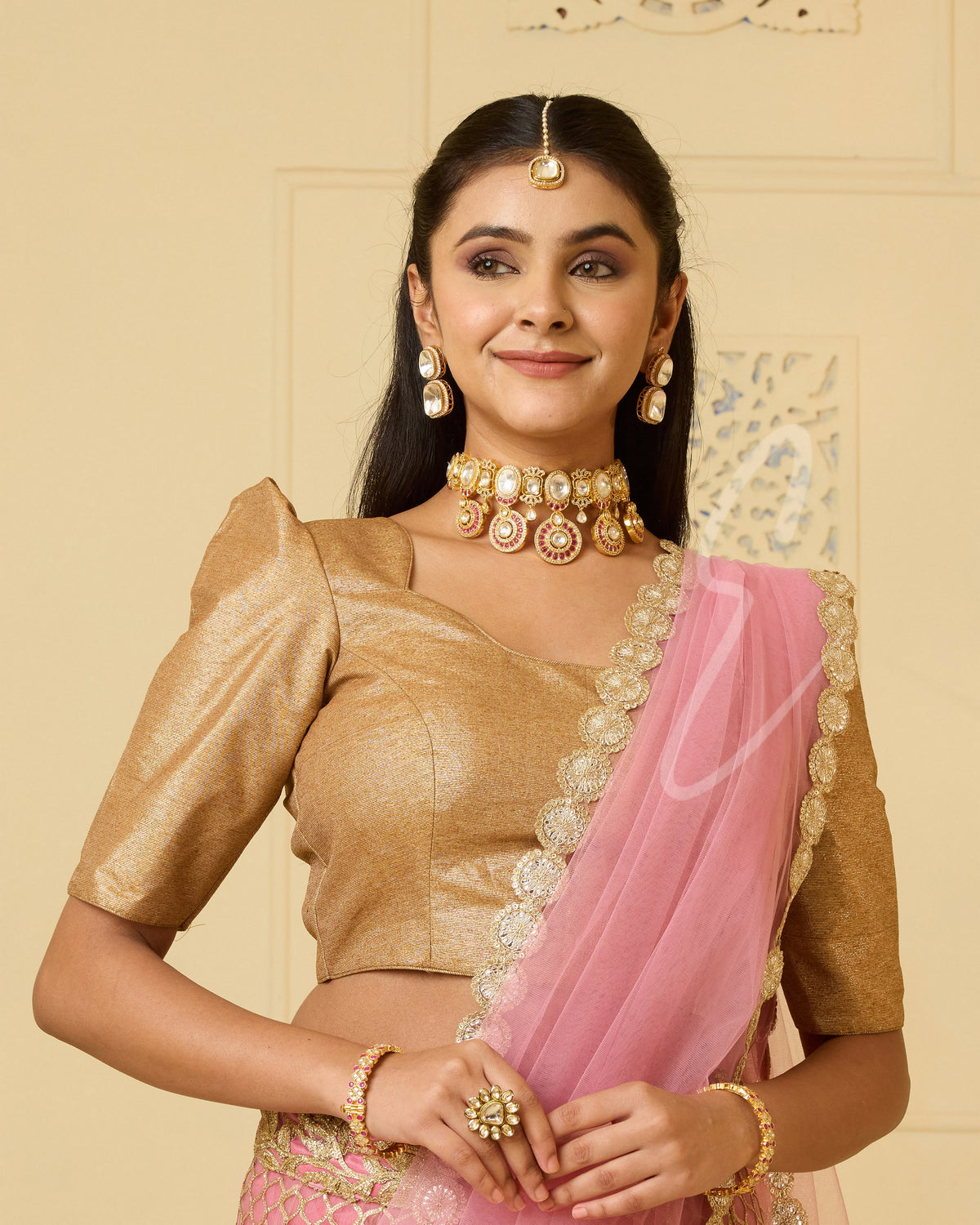 A pink lehenga