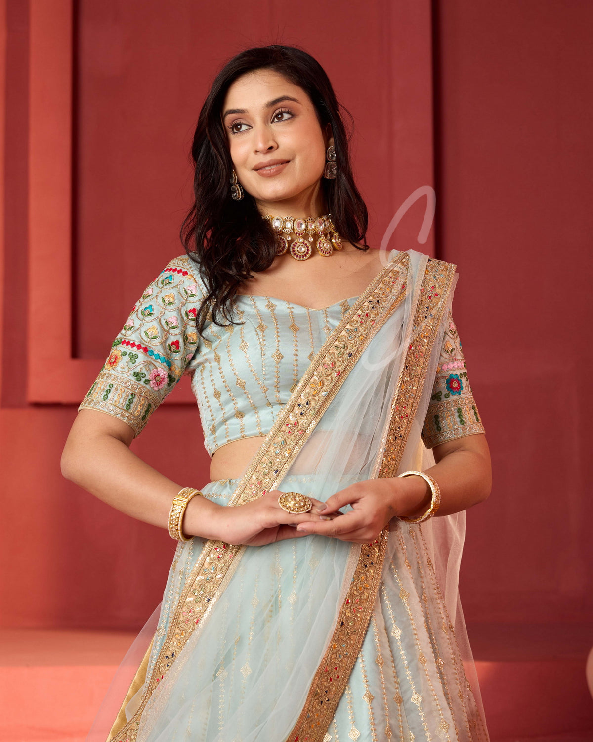 This sea green lehenga