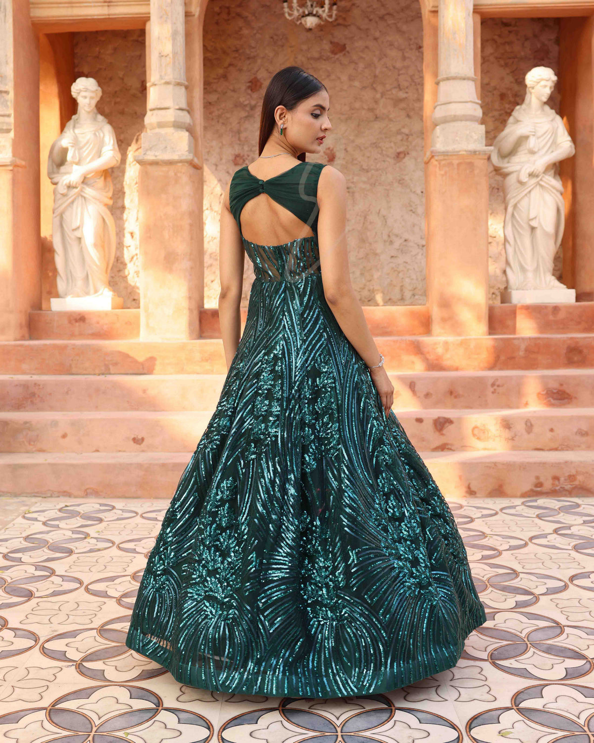 Rama Green Flared Gown