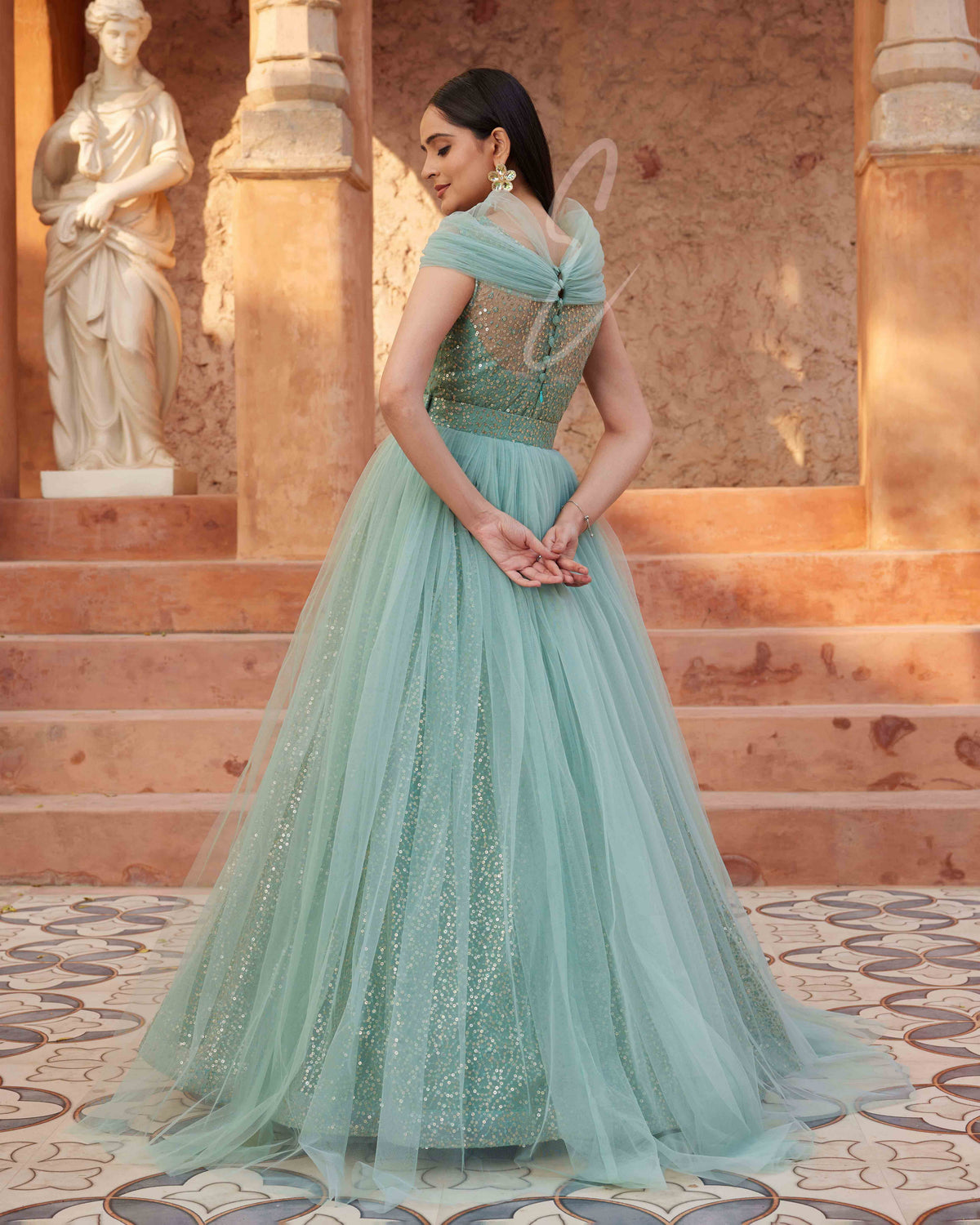 Seagreen Flared Gown