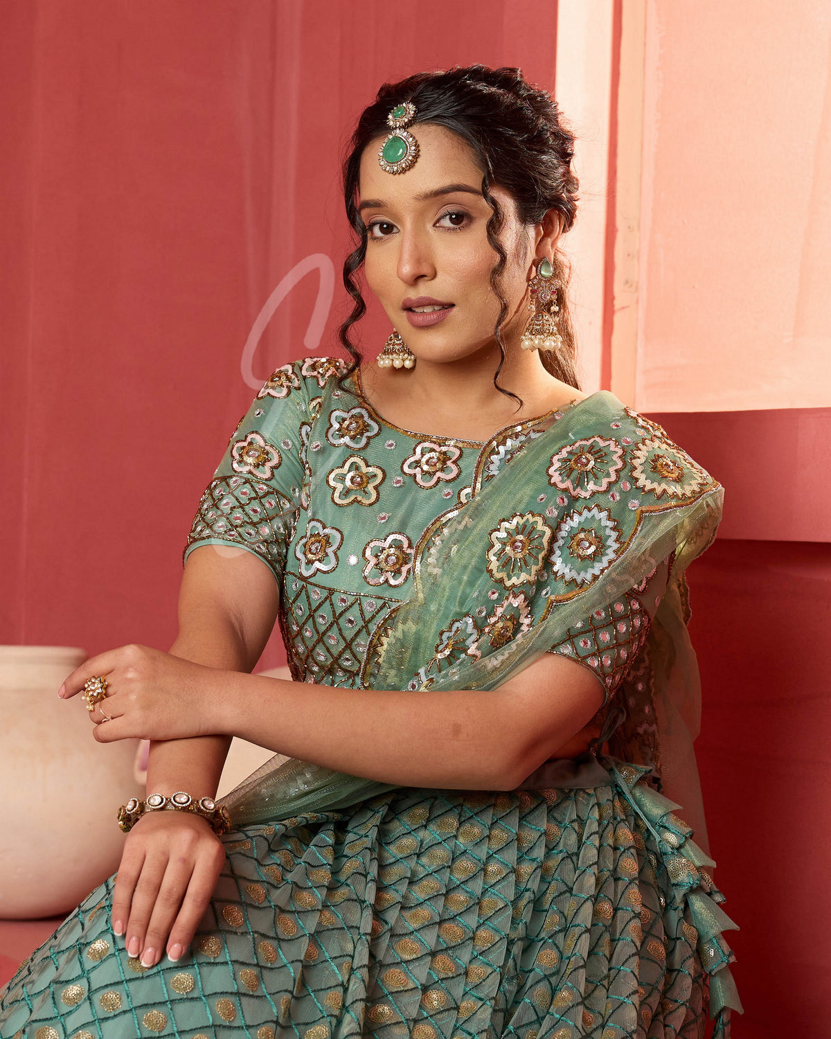 Teal Green Lehanga