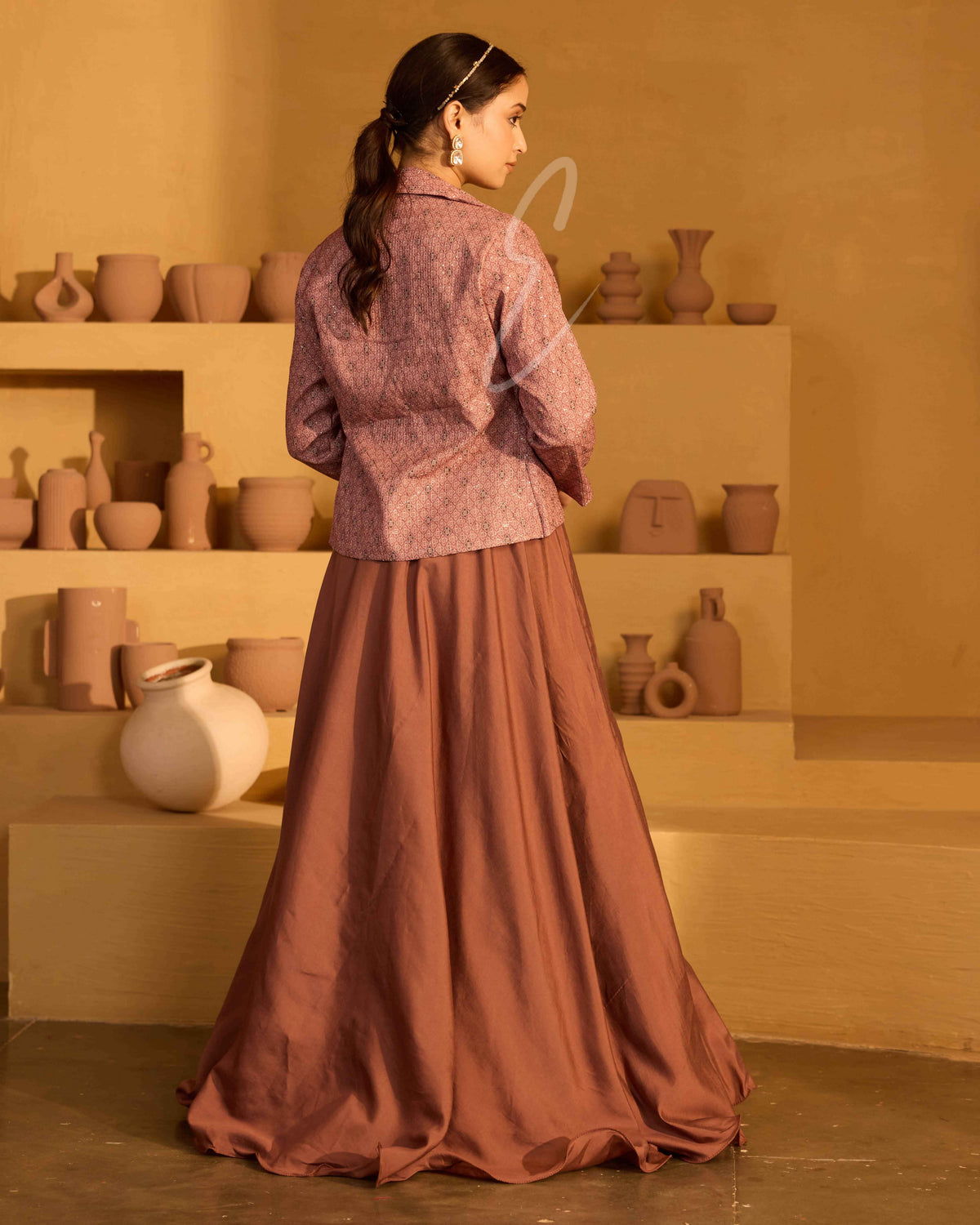 An onion pink Roma silk gown