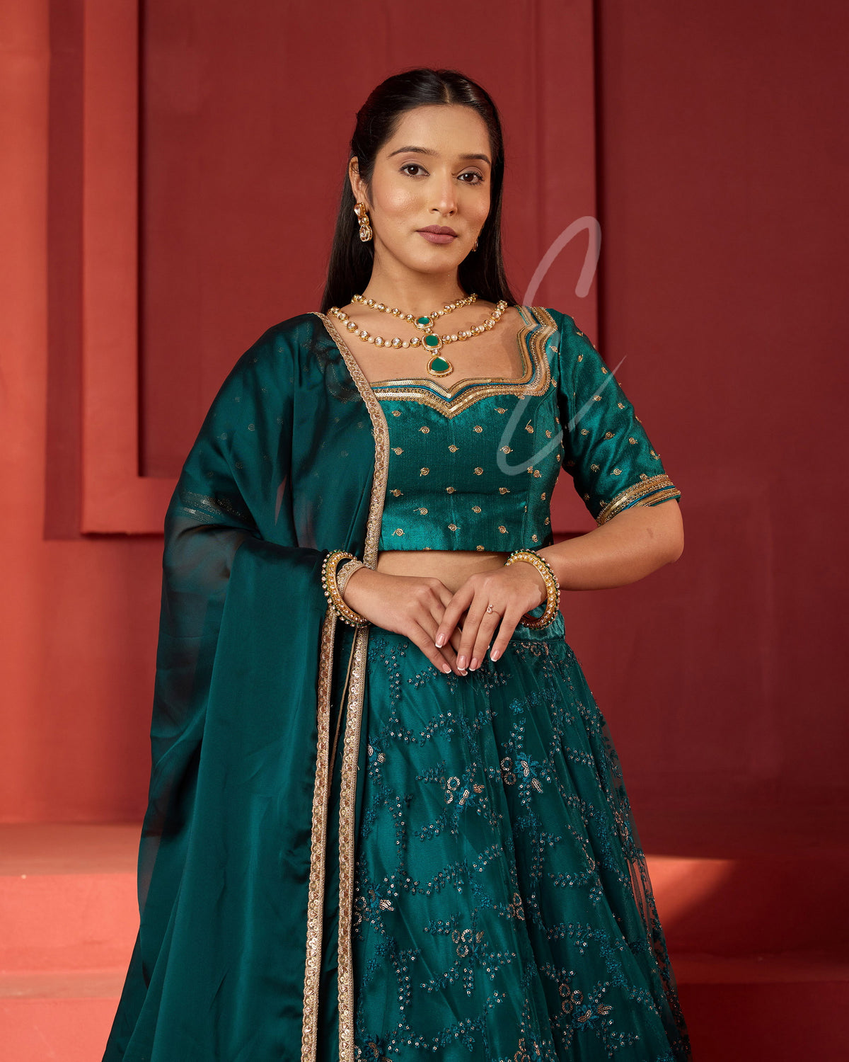 Rama green Lehanga