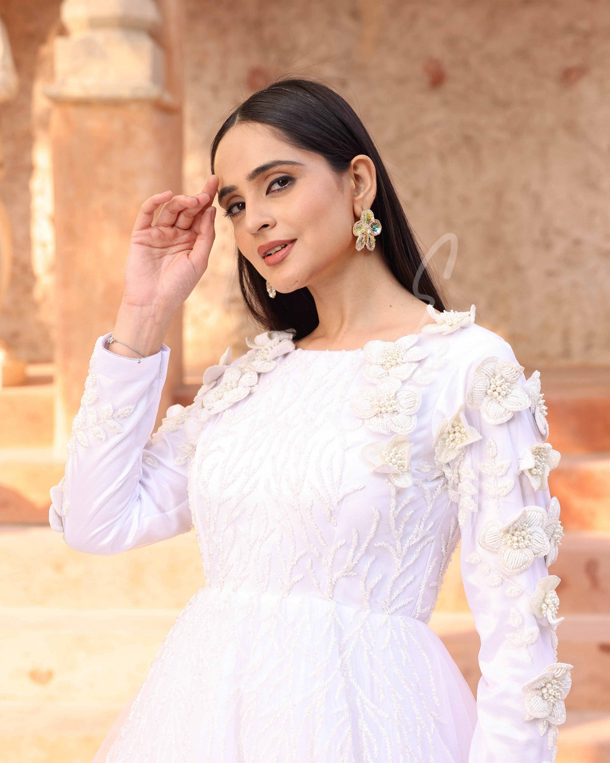 White Flared Gown