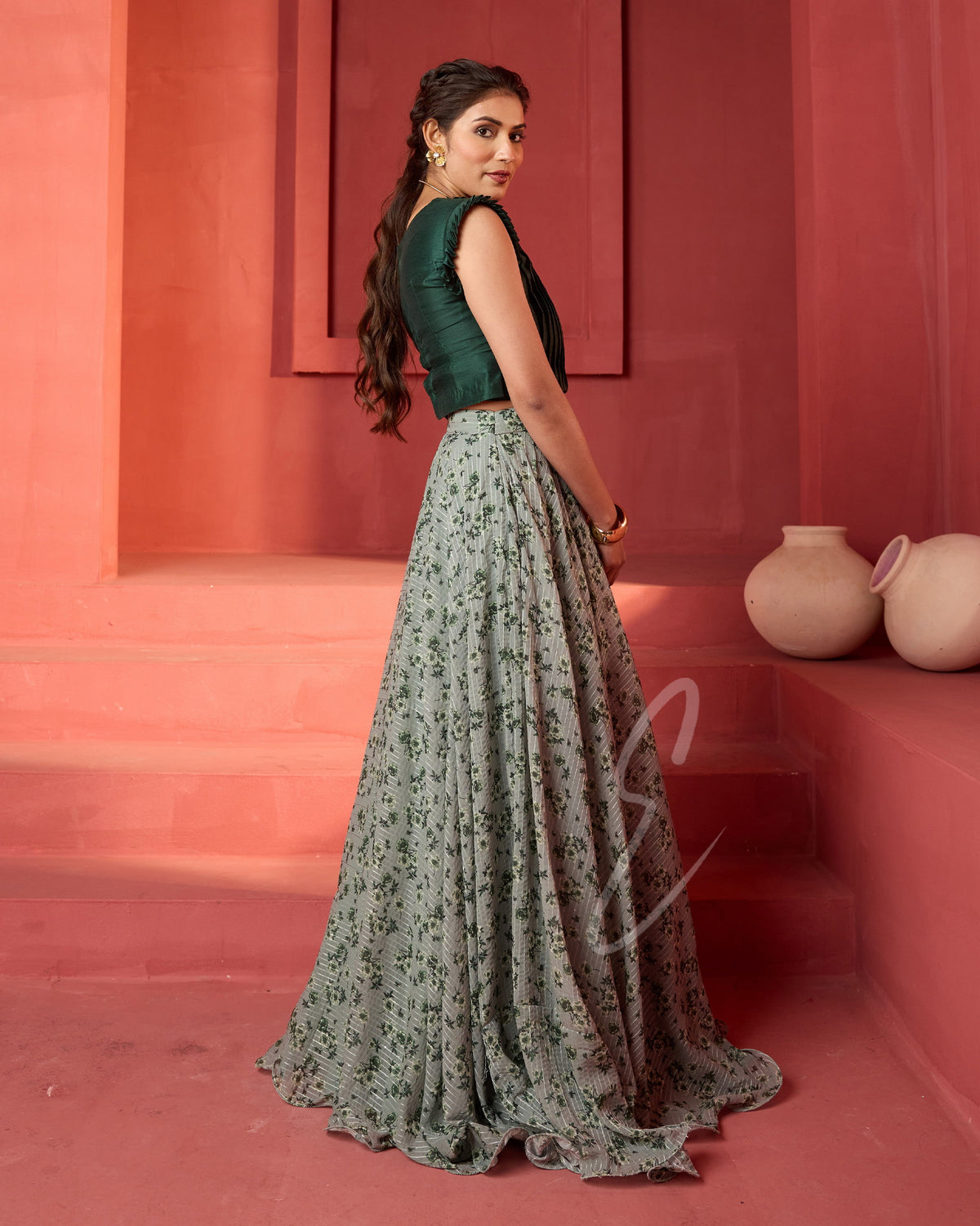 Sea Green Georgette Skirt