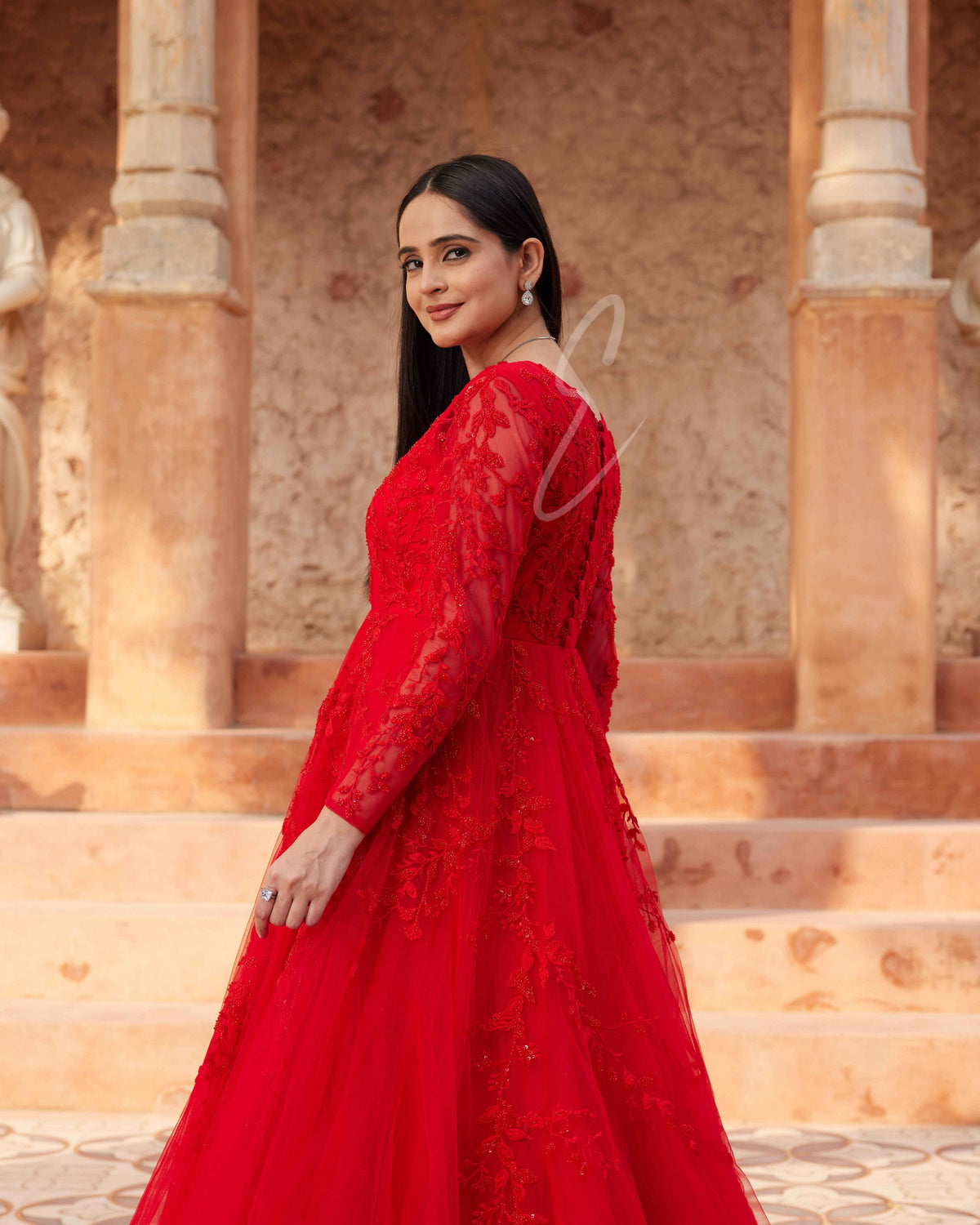 Red Flared Gown
