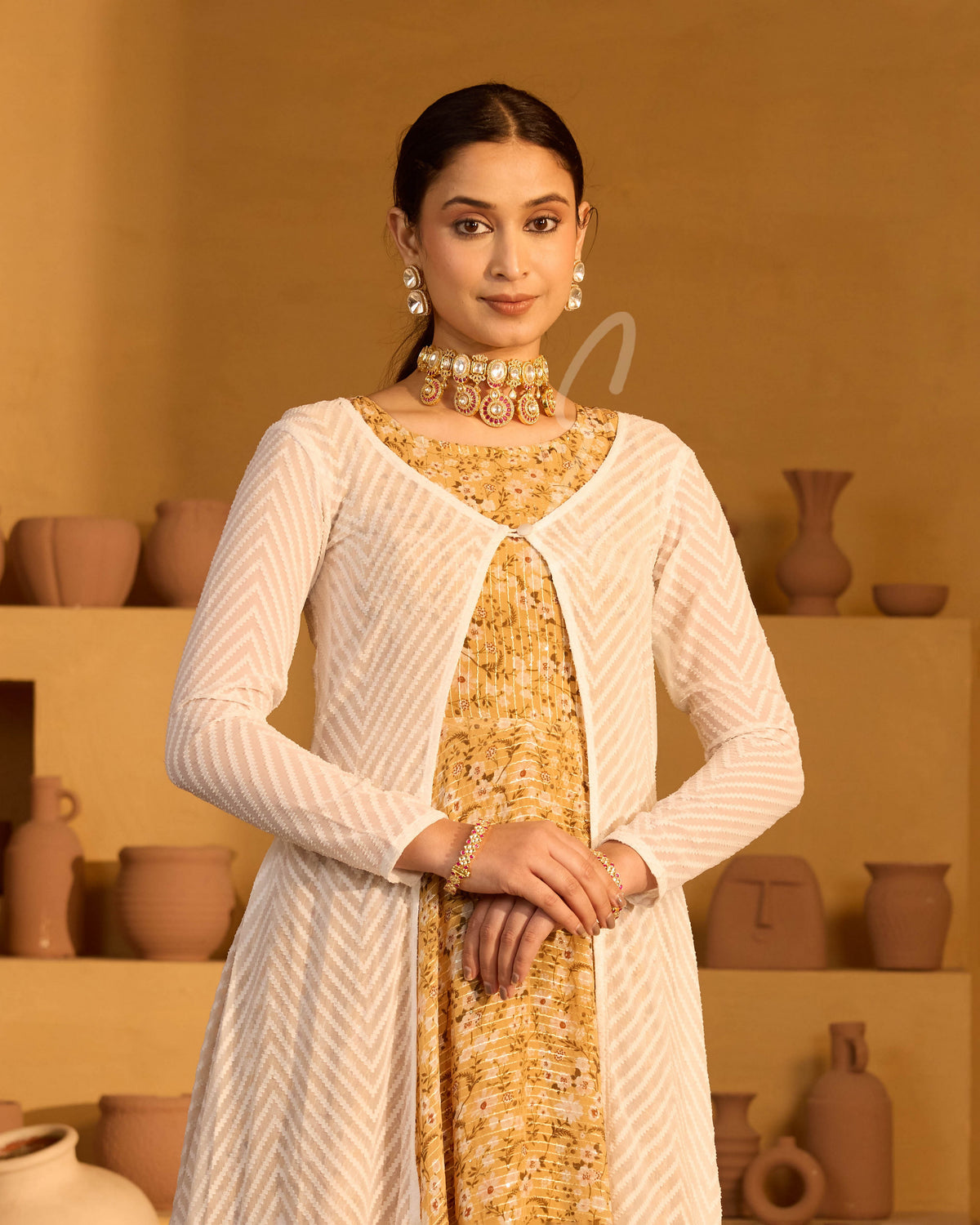 A yellow georgette gown