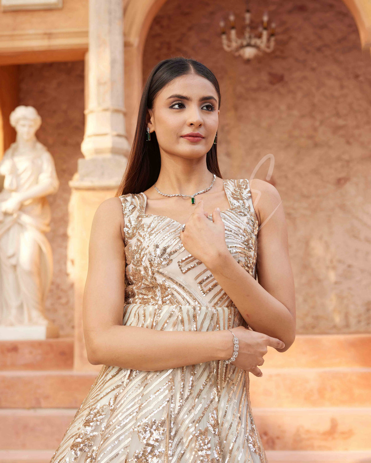 Golden Flared Gown