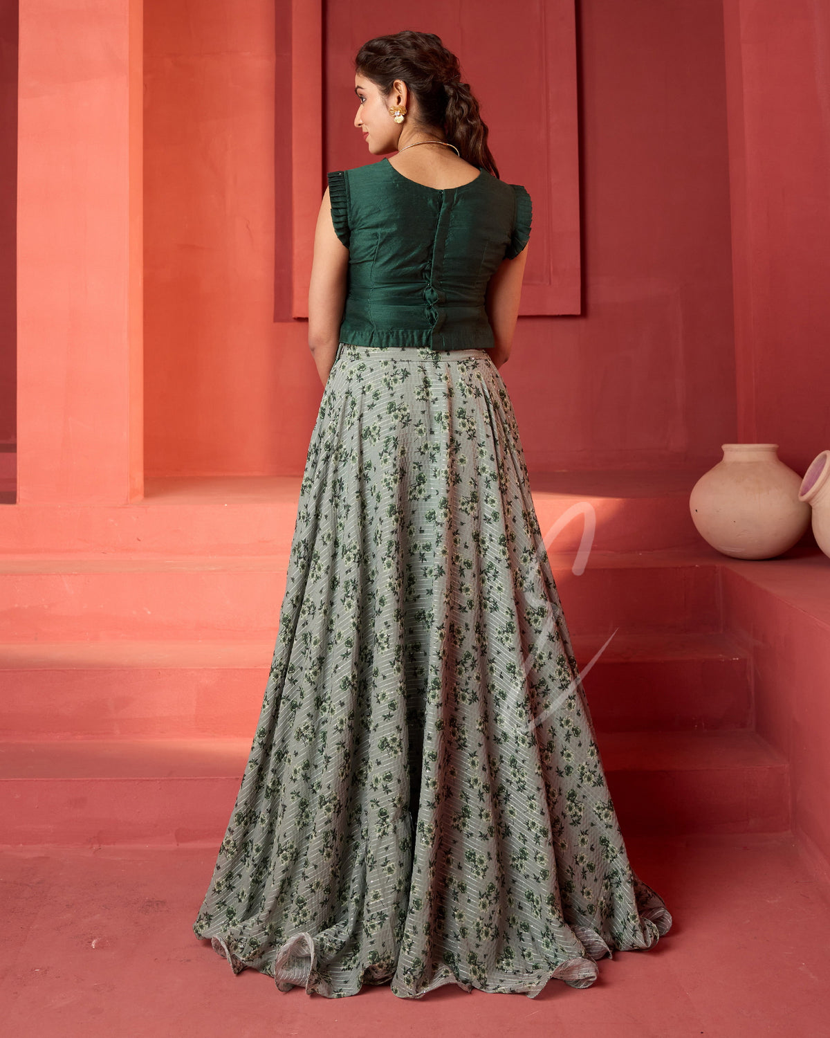Sea Green Georgette Skirt