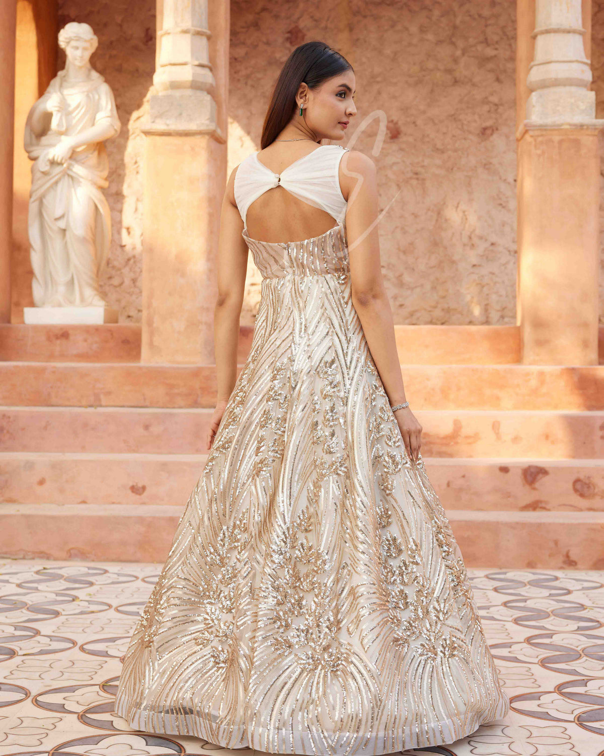 Golden Flared Gown