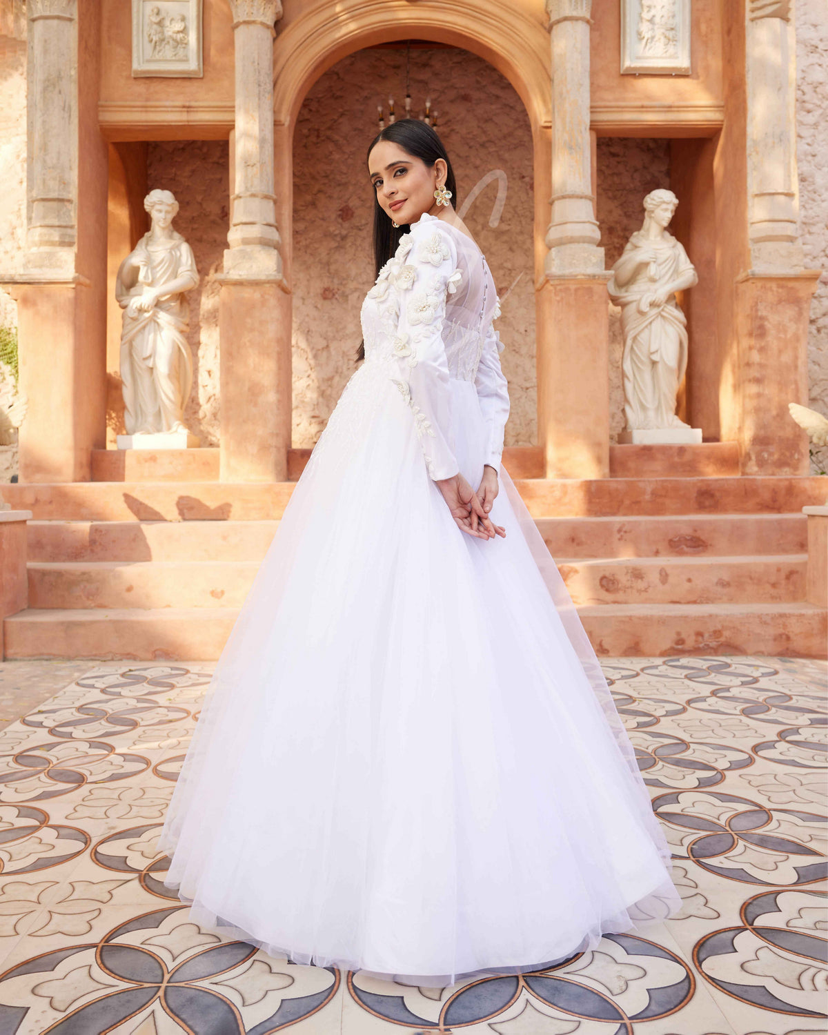 White Flared Gown
