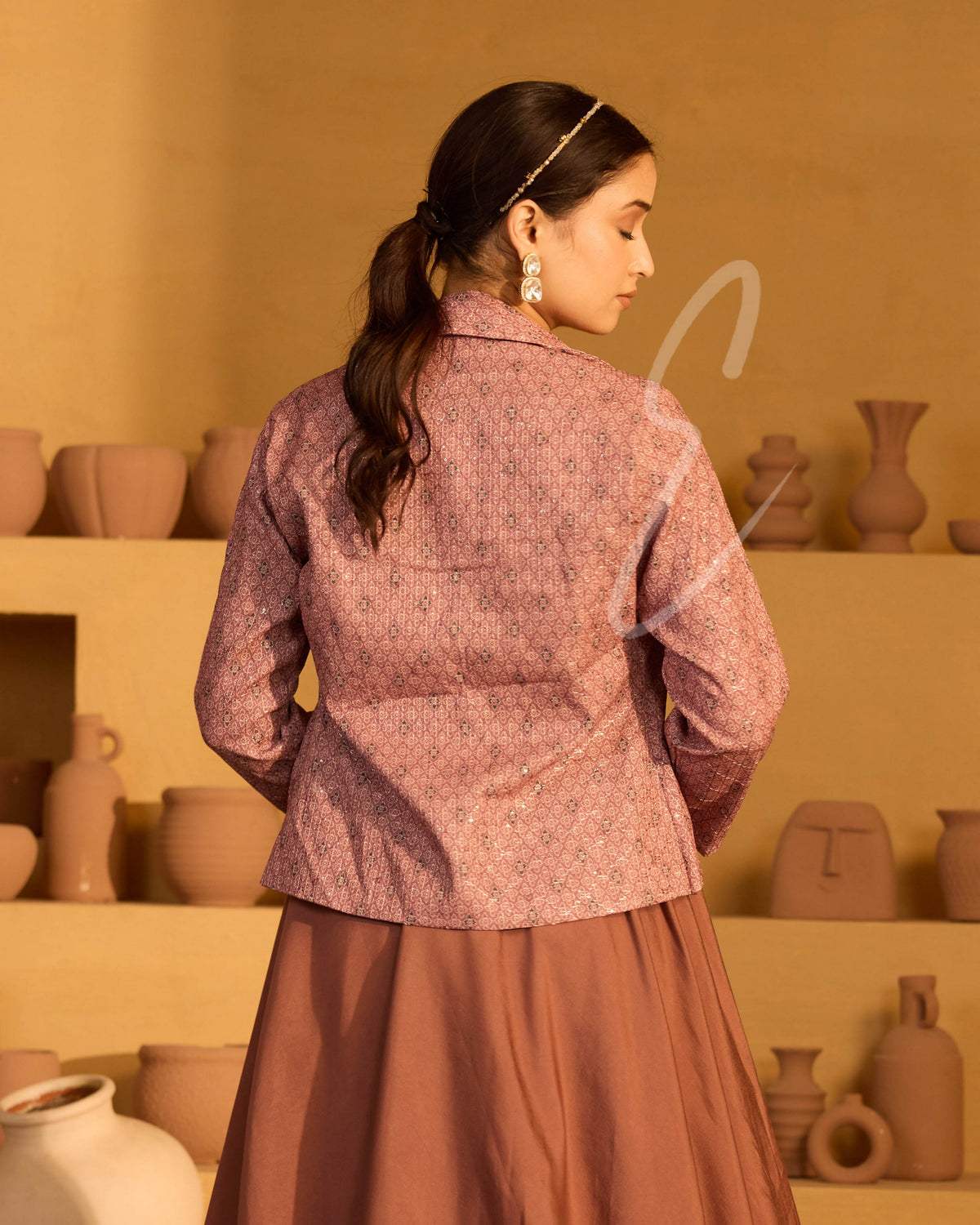 An onion pink Roma silk gown