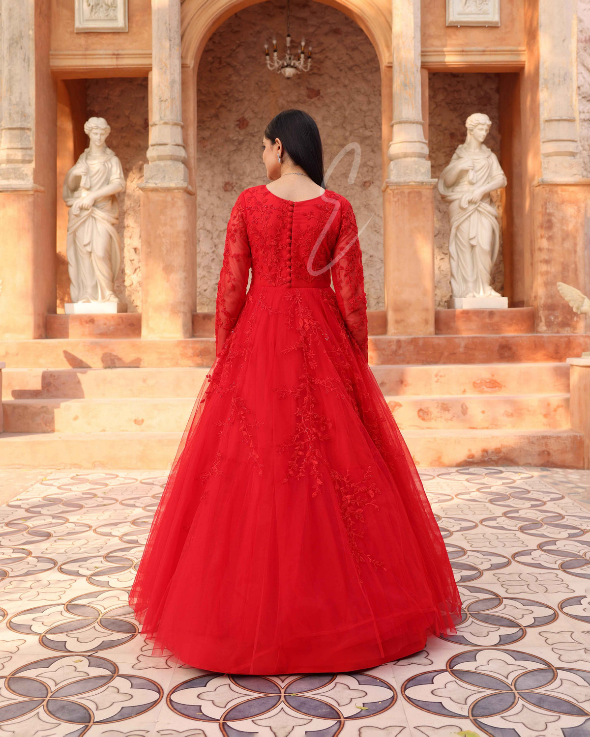 Red Flared Gown