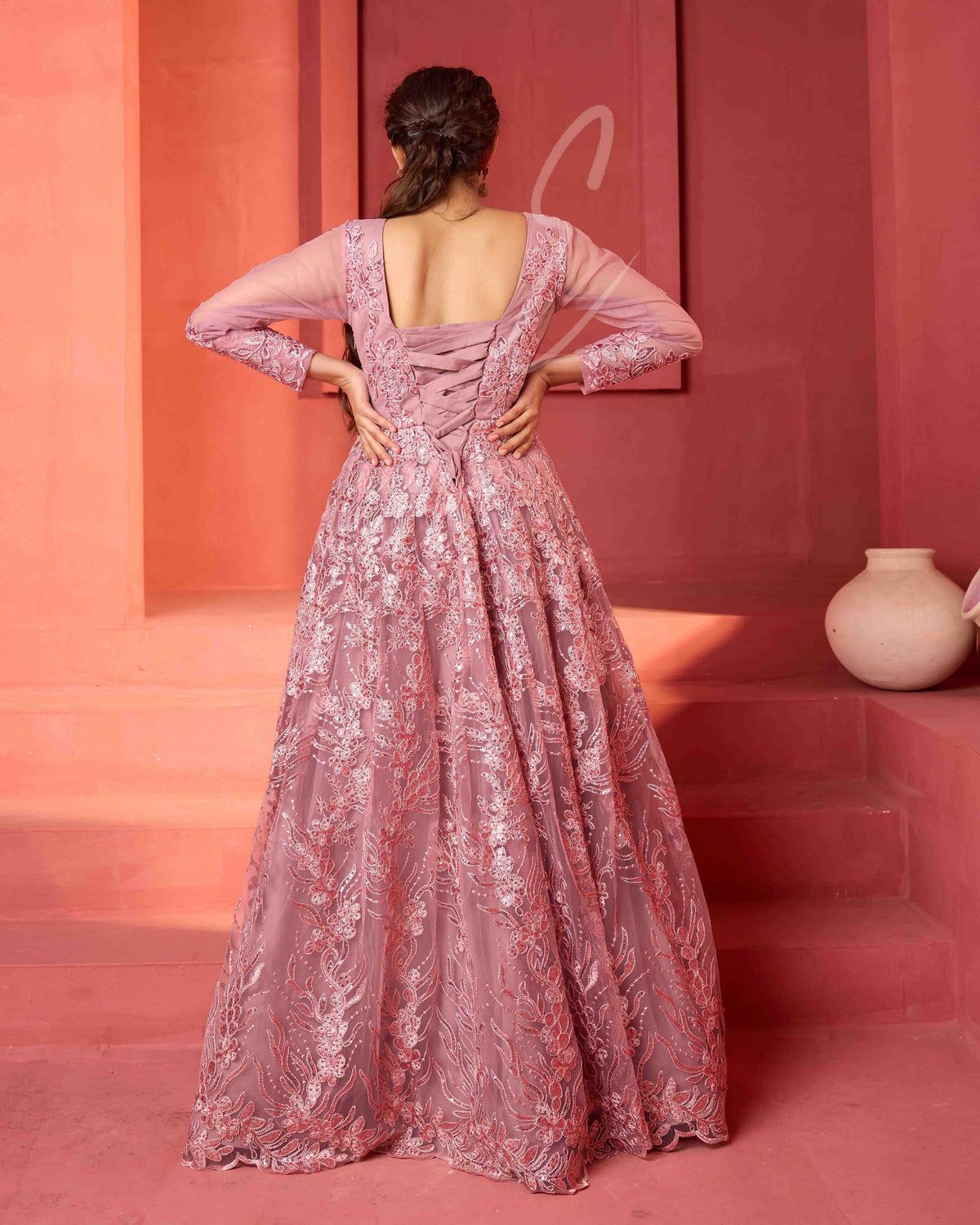 Mild Pink Flared Gown
