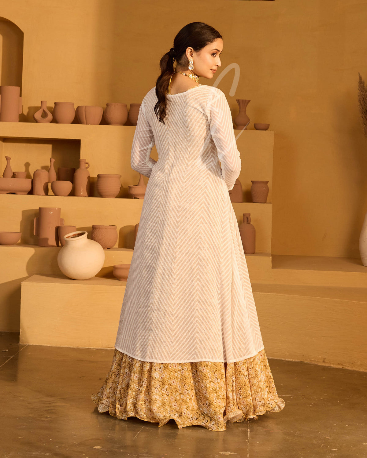 A yellow georgette gown