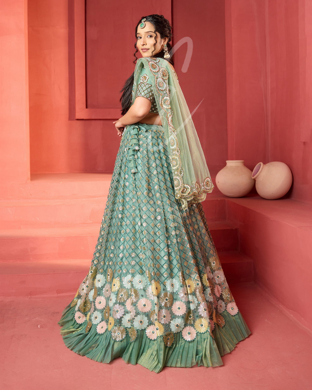 Teal Green Lehanga