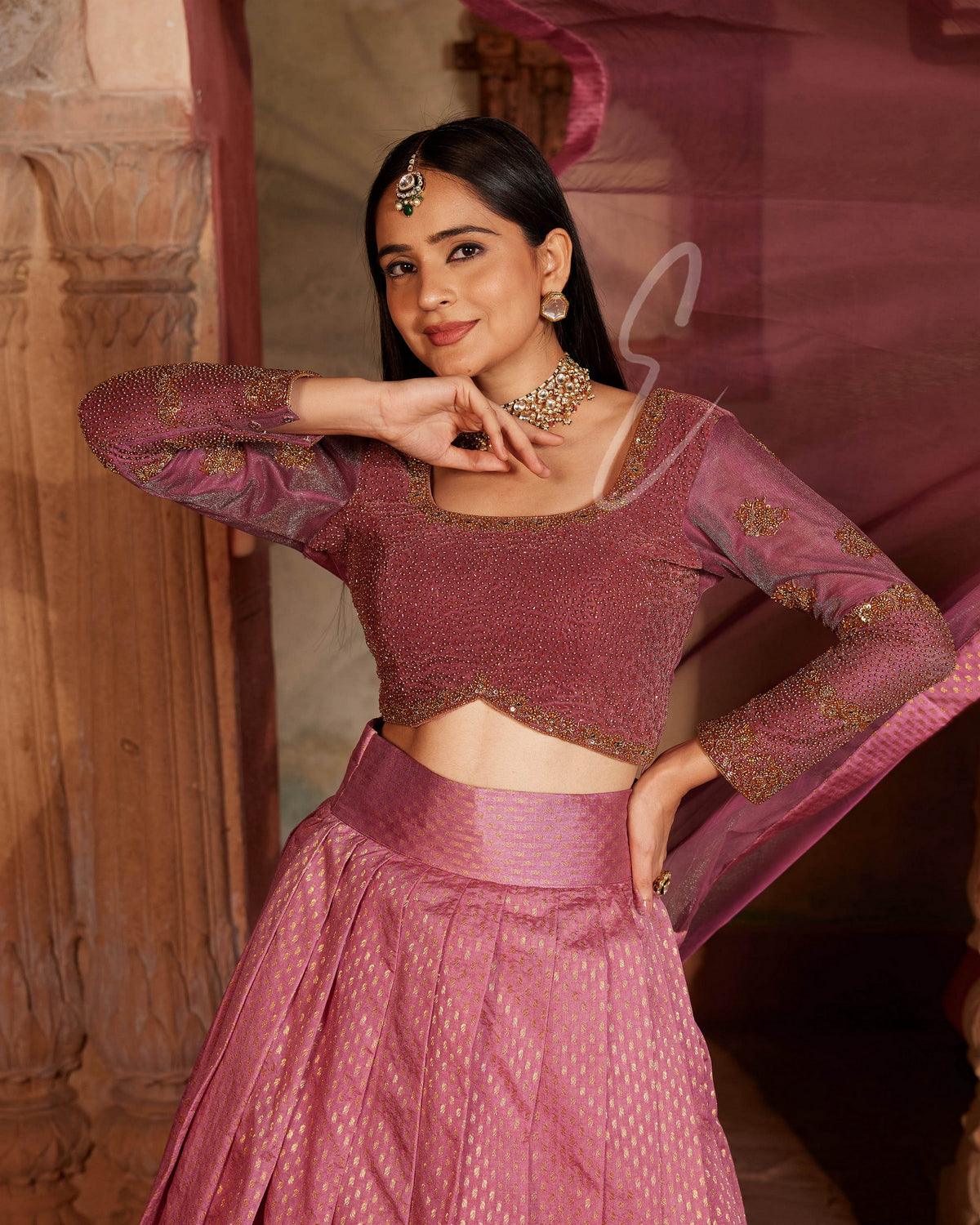 Mauve-pink Lehenga