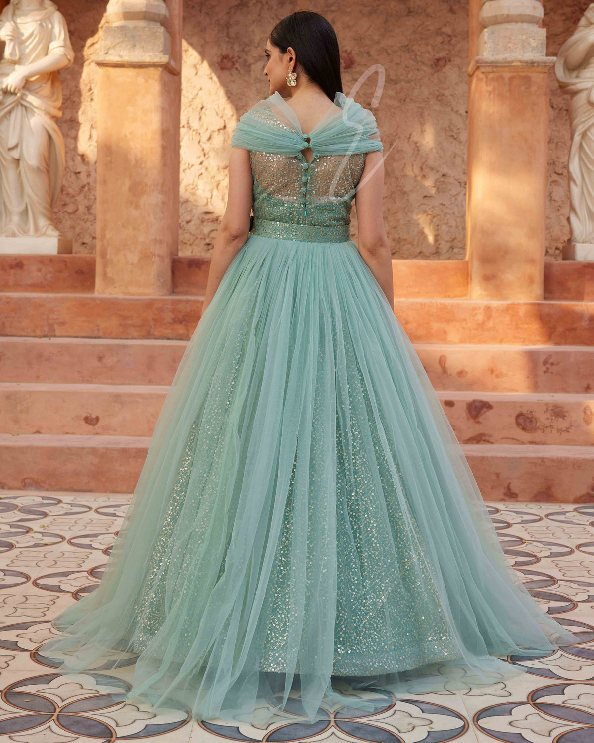 Seagreen Flared Gown