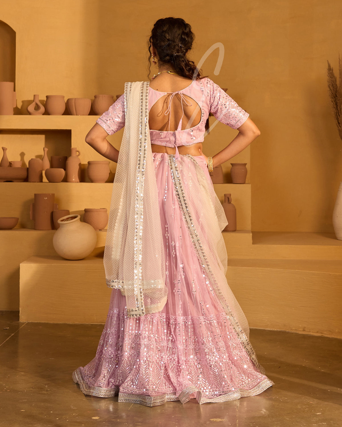 Lavender lehenga elegant look