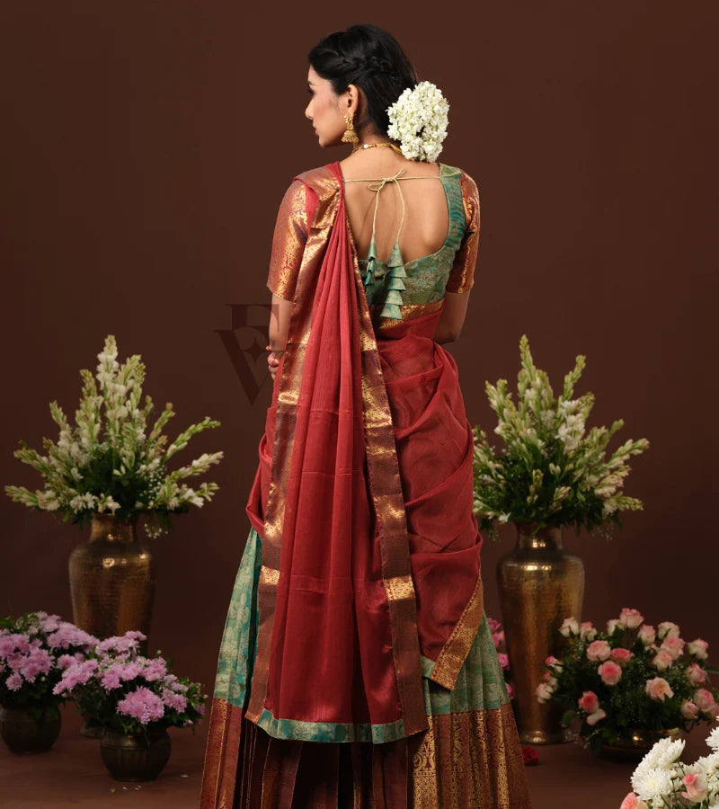 beautiful green and brown Kora Tissue silk