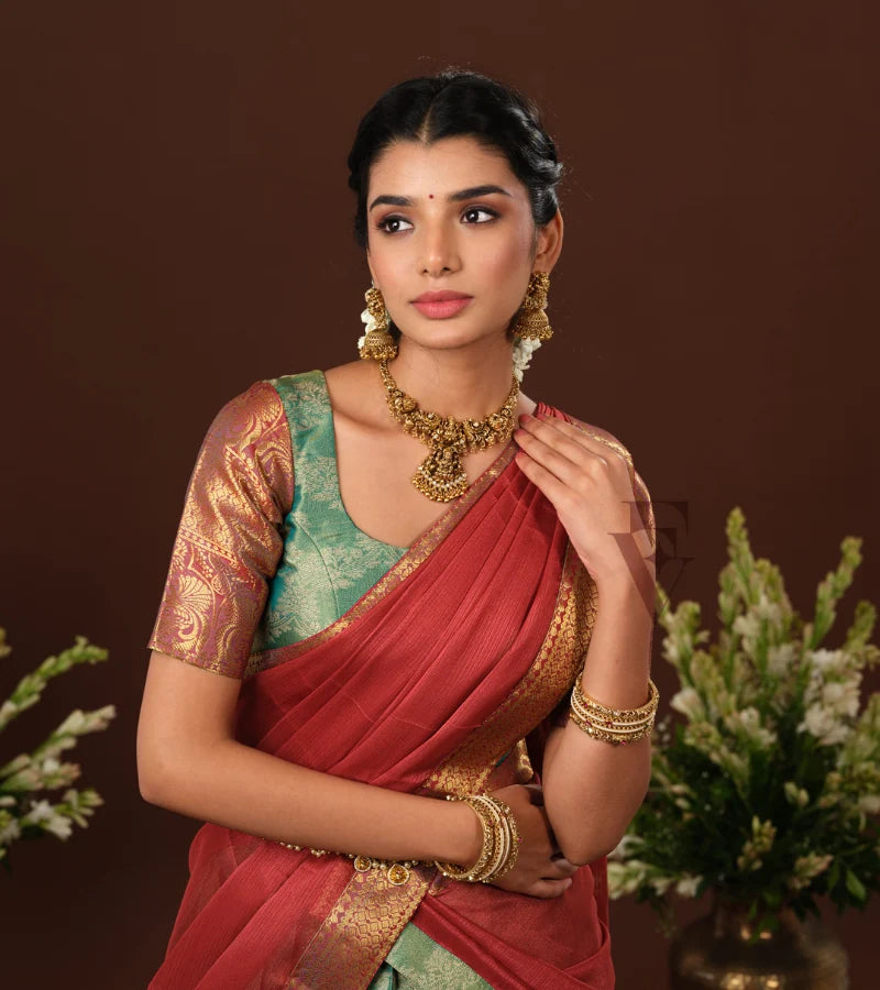 beautiful green and brown Kora Tissue silk