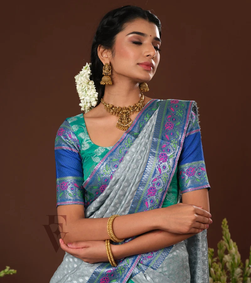 beautiful teal green and blue silk cotton