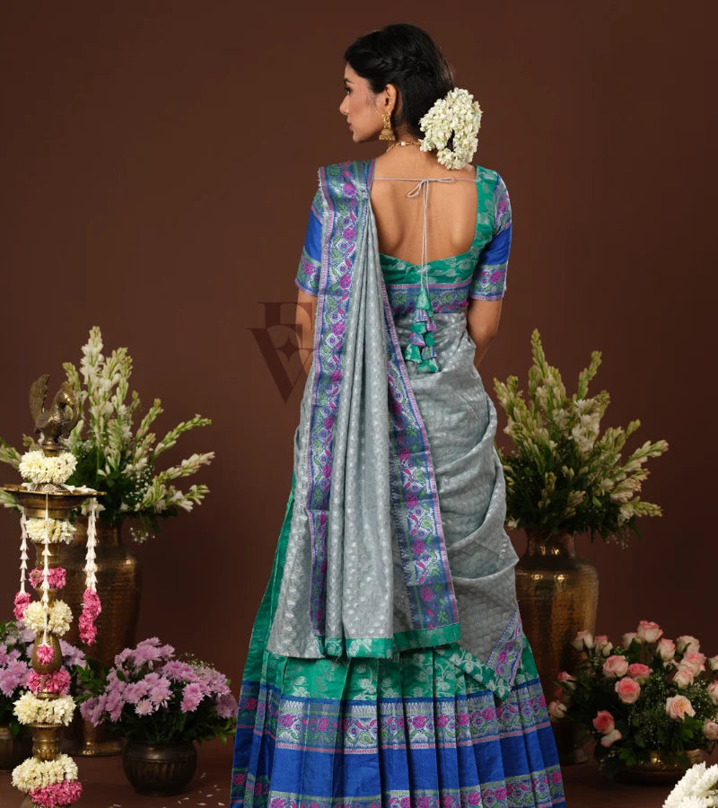 beautiful teal green and blue silk cotton