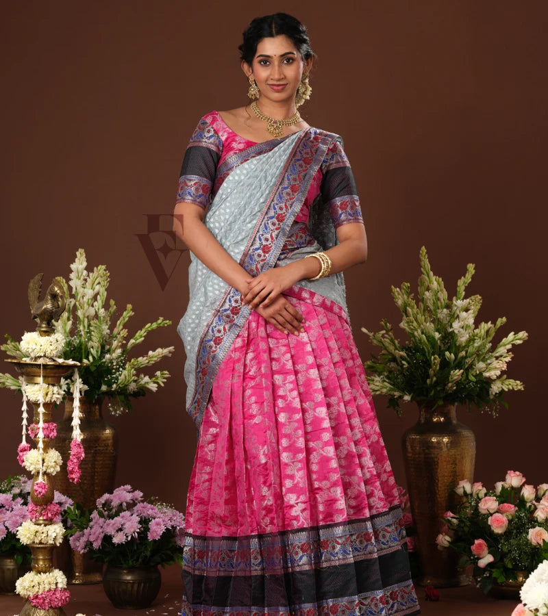 gorgeous pink and dark green silk cotton