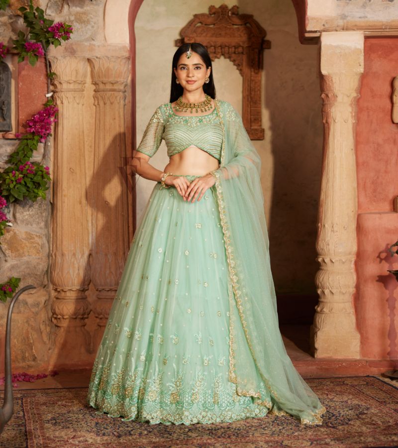 Aqua-green Lehenga
