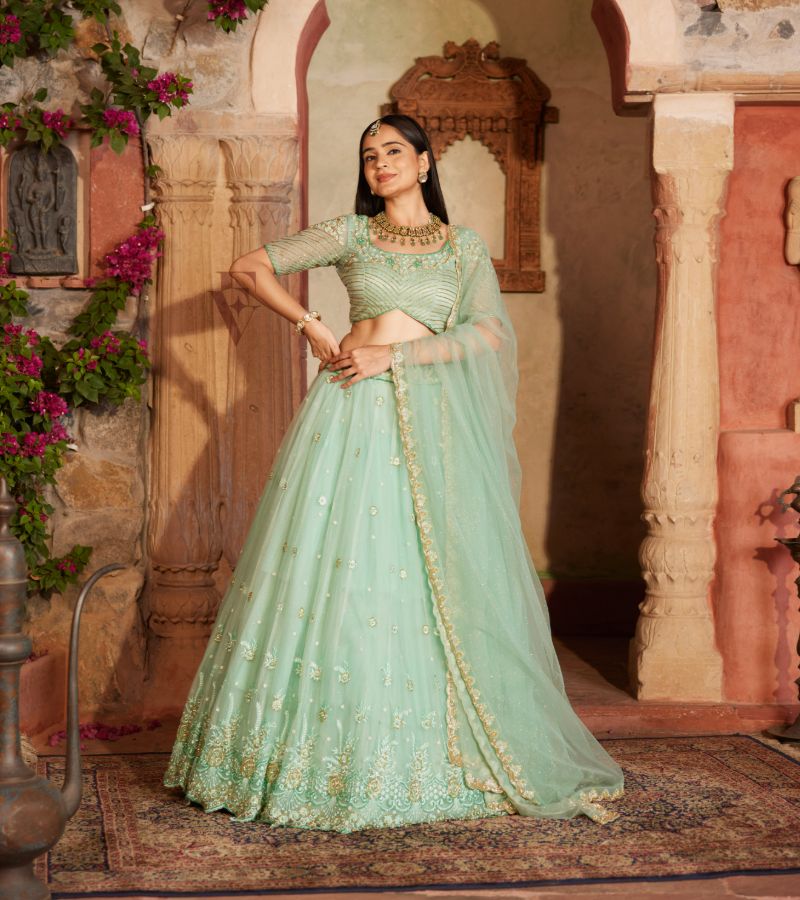 Aqua-green Lehenga