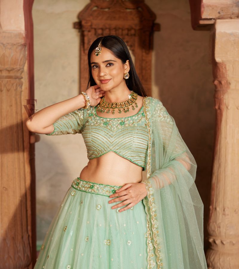 Aqua-green Lehenga