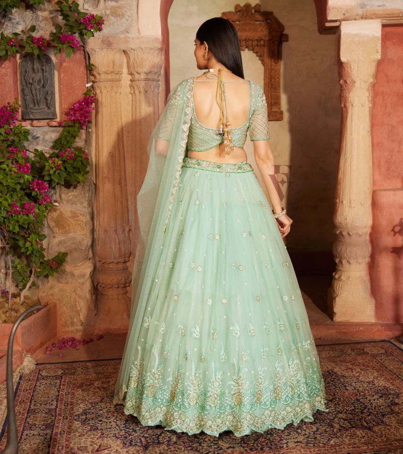 Aqua-green Lehenga