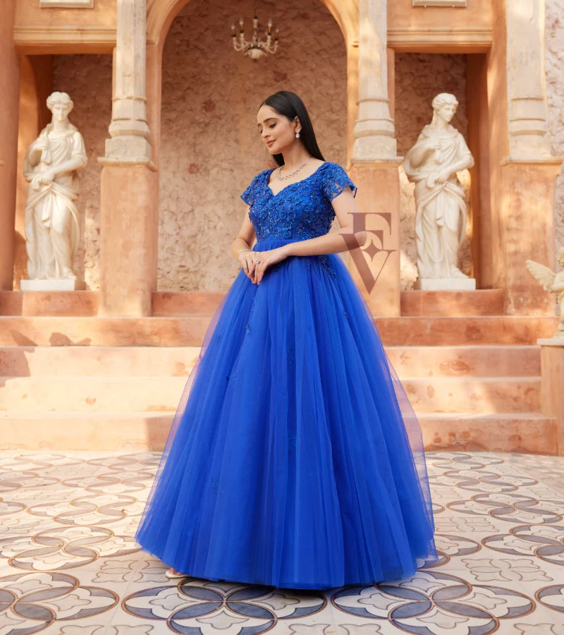 Gorgeous Blue Flared Gown