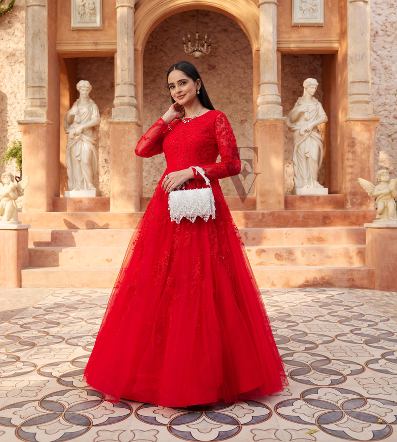 Red Flared Gown