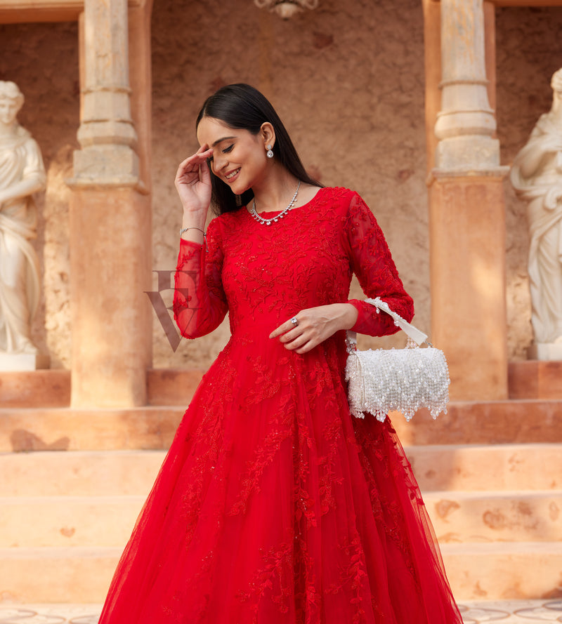 Red Flared Gown
