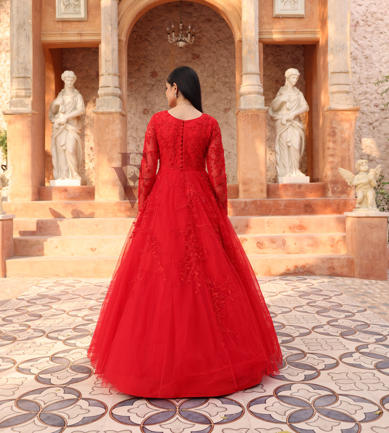 Red Flared Gown