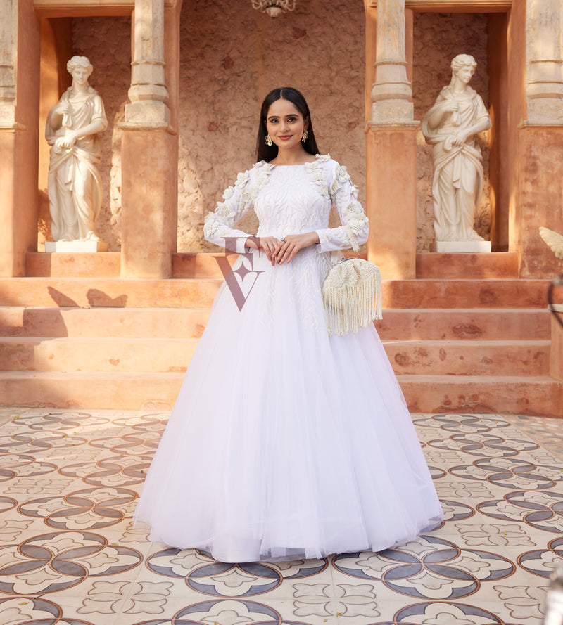 White Flared Gown
