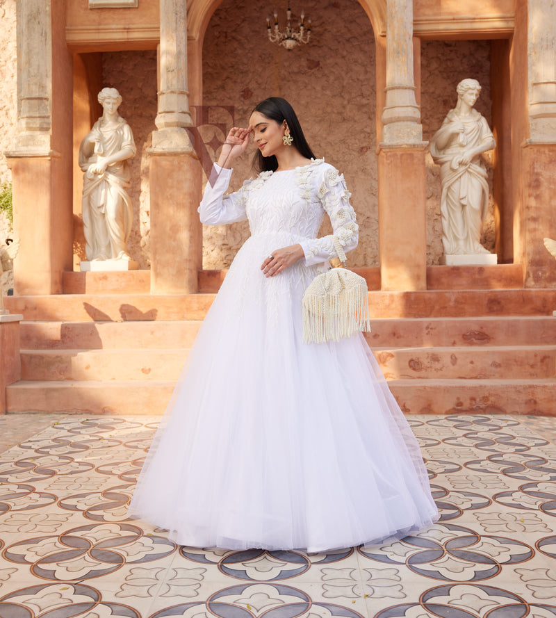 White Flared Gown