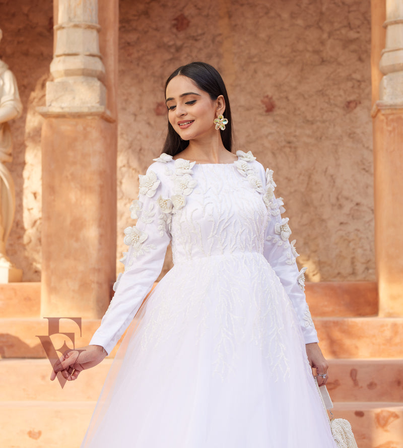 White Flared Gown