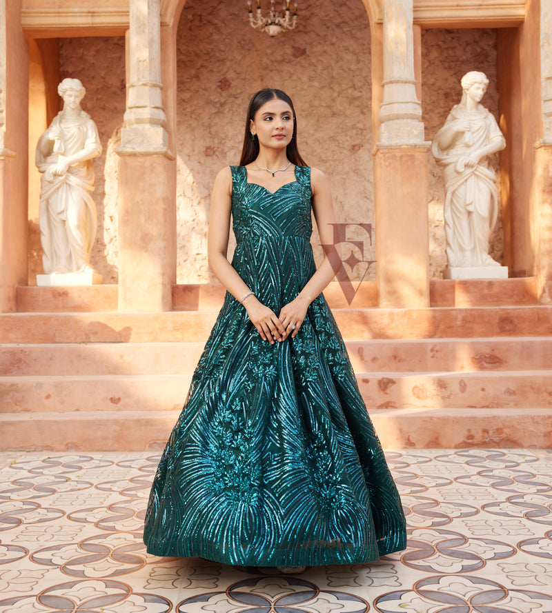 Rama Green Flared Gown