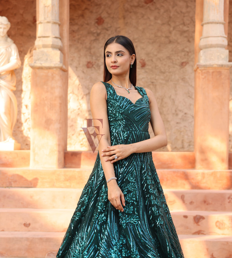 Rama Green Flared Gown