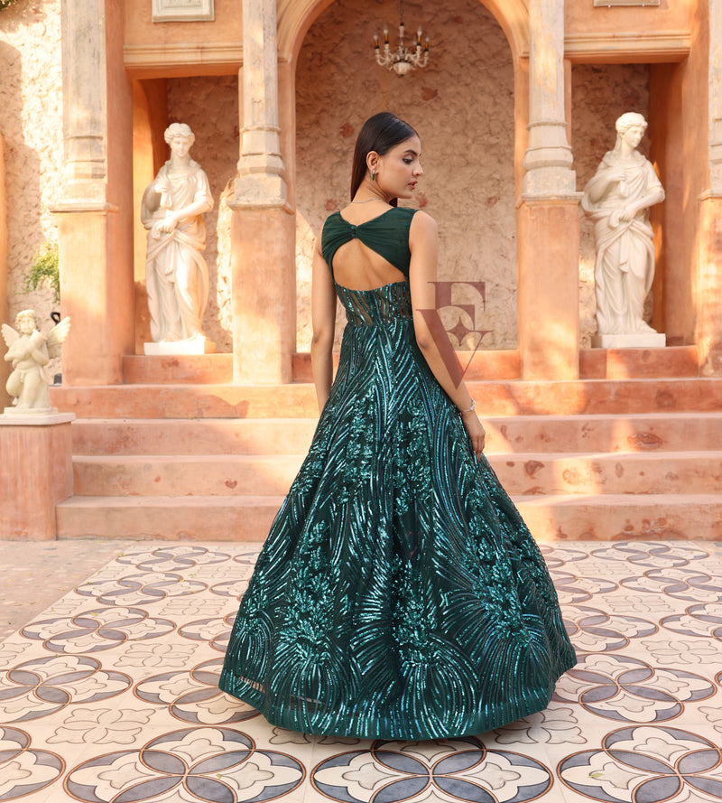 Rama Green Flared Gown