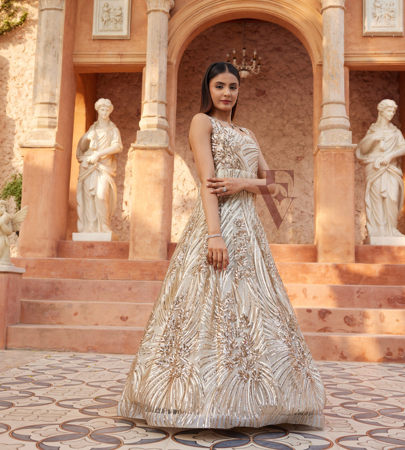 Golden Flared Gown