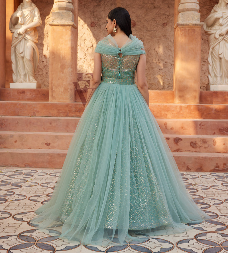 Seagreen Flared Gown