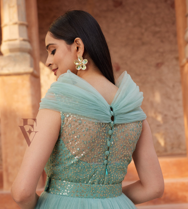 Seagreen Flared Gown