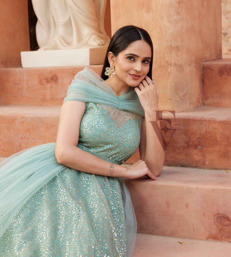 Seagreen Flared Gown