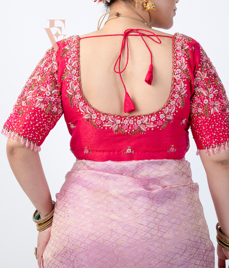 Pink Raw Silk Cotton Blouse