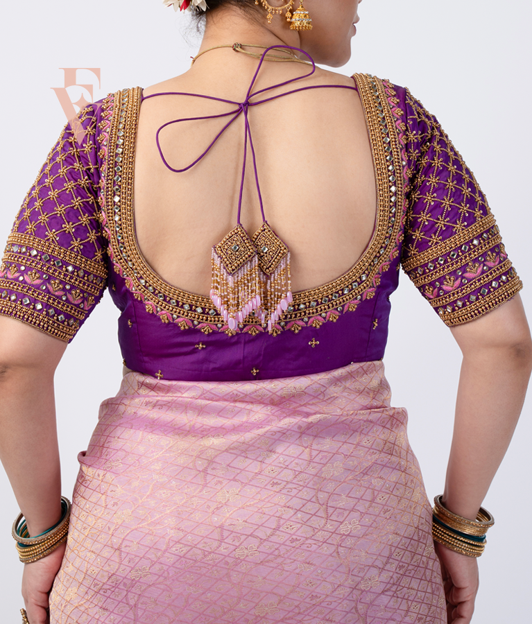 A purple silk cotton blouse